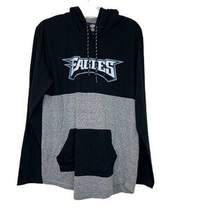NFL Philadelphia Eagles Hoodie Long Sleeve Shirt Pullover Black Gray Size Large